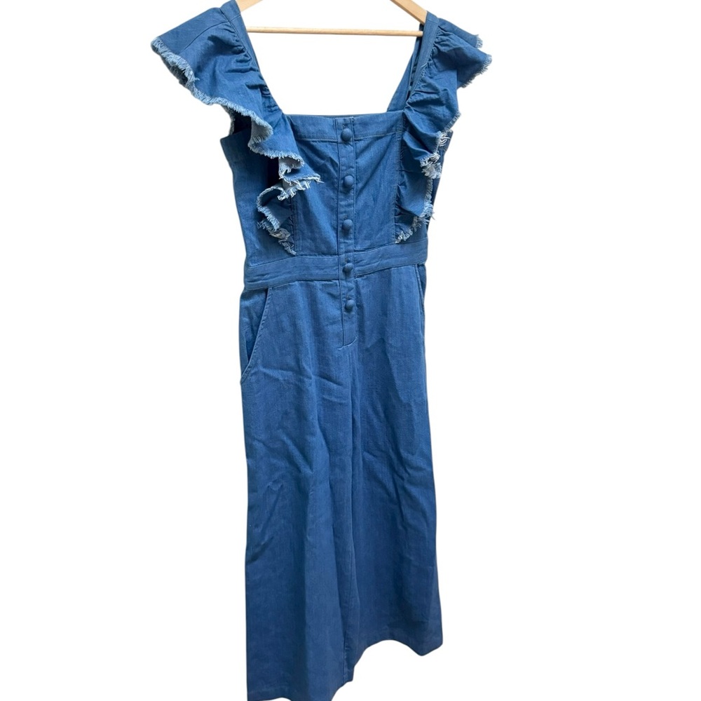 SEA NY Ruffled Shoulder Denim Jumpsuit - Picture 6 of 13